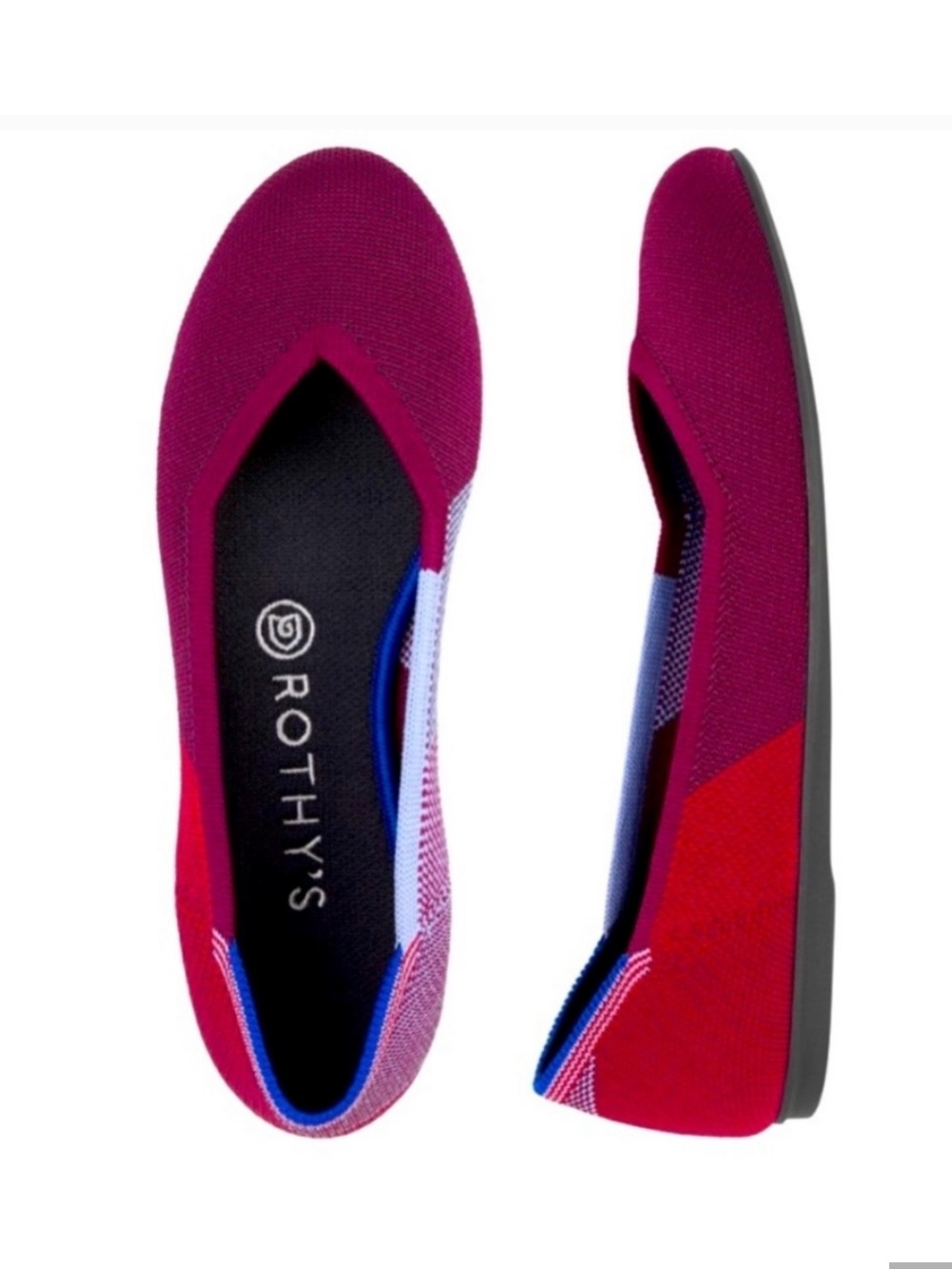 Rothy’s Limited Edition Berry Colorblock Round Toe Flats Women's Size 10.5